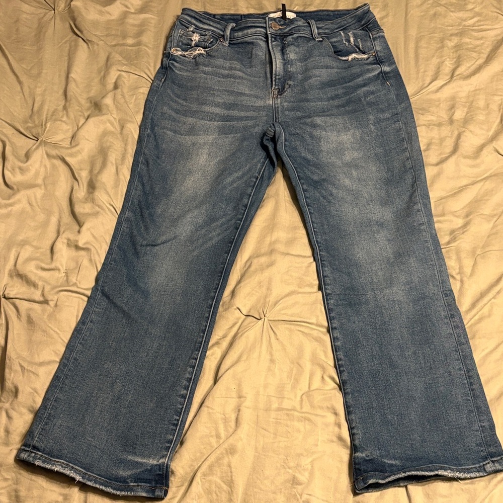 RISEN JEANS Stylish Blue Flare Jeans for Women
